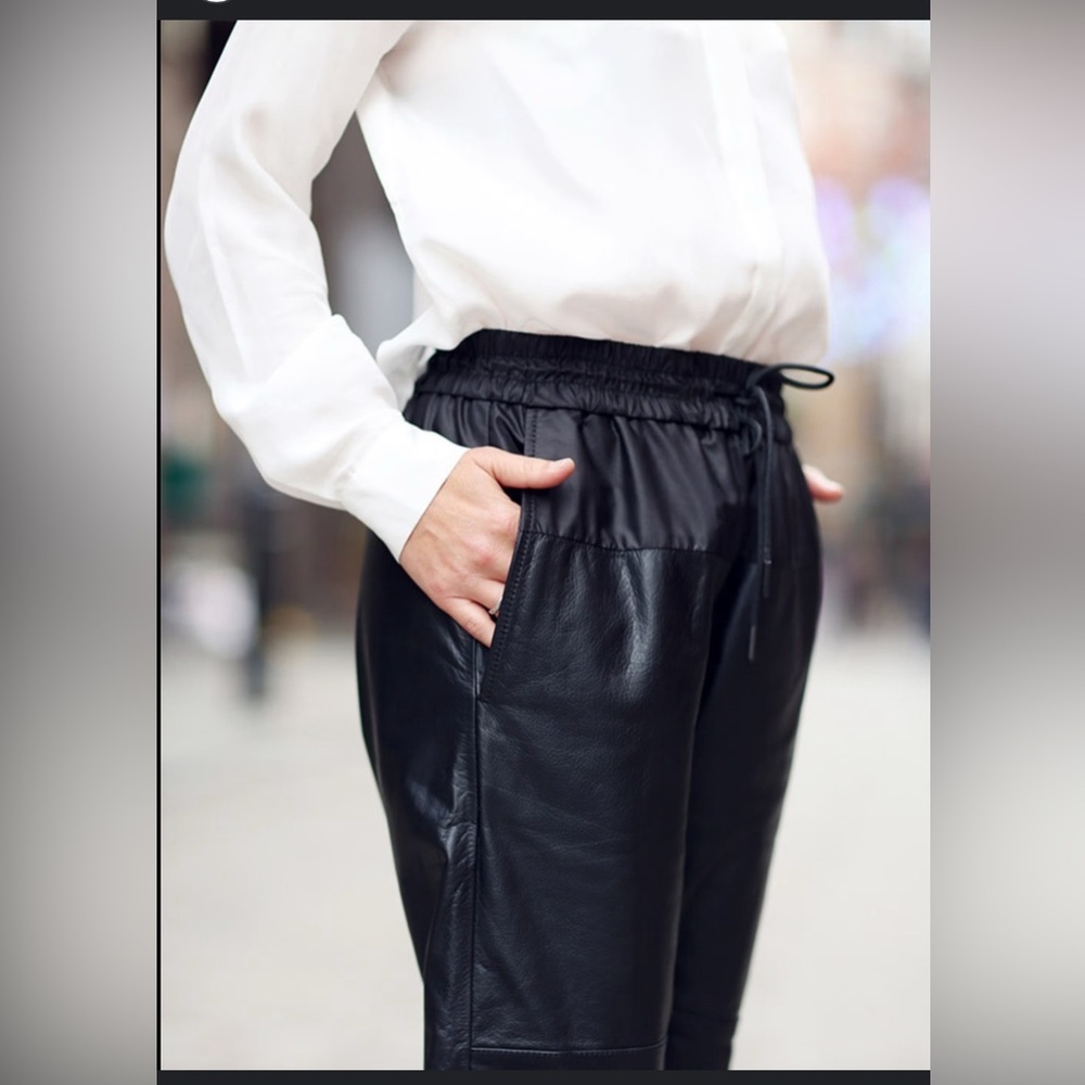 Alexander Wang H&M Leather Paneled Trouser Pants Black , size 4 - Picture 11 of 14